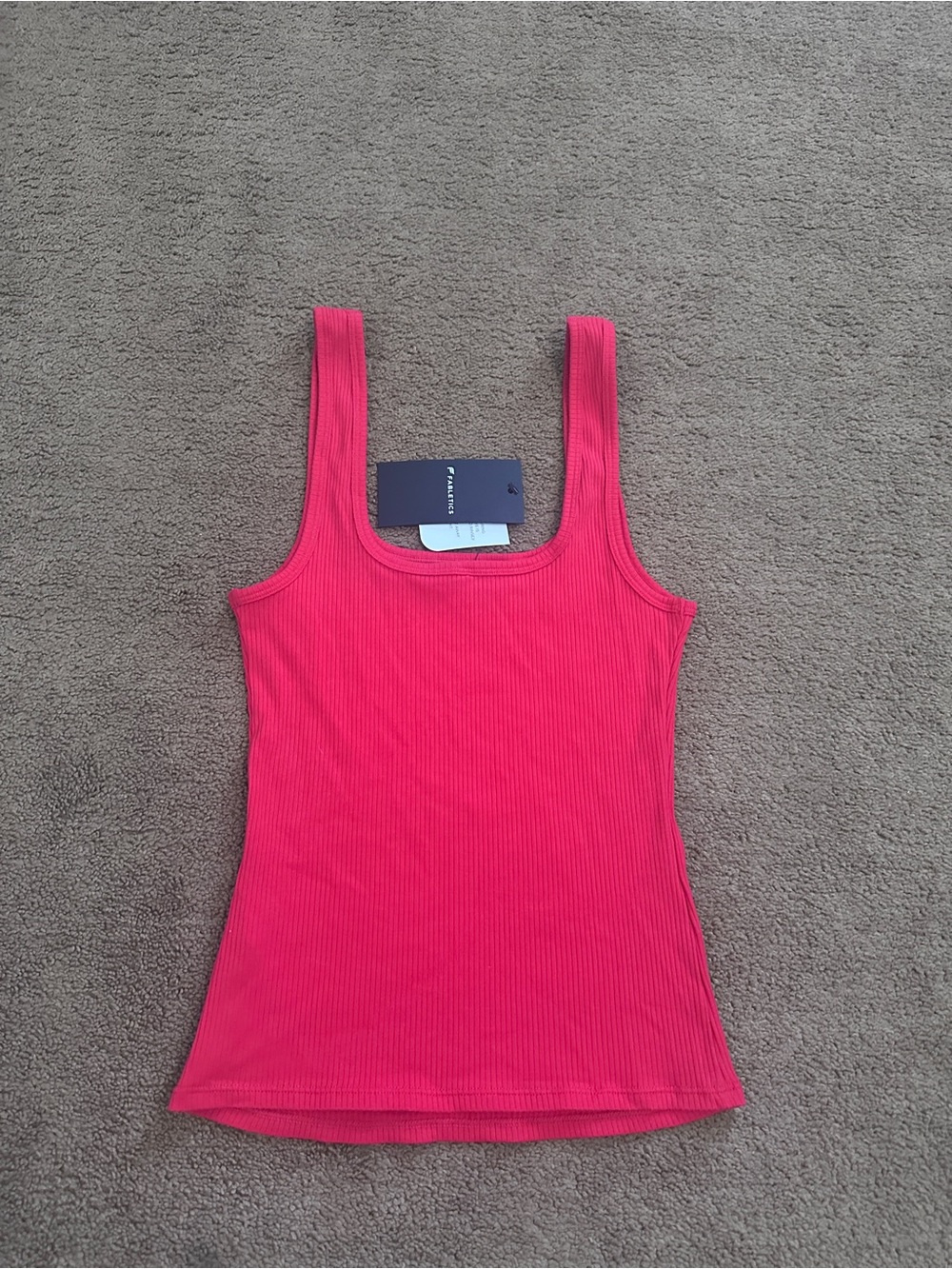 Fabletics Red Ribbed Knit Square Neck Tank Top Women's Regular Stretch Size S